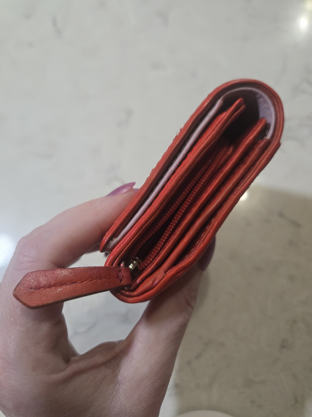 Coach Red Leather Compact Wallet - Picture 7 of 12